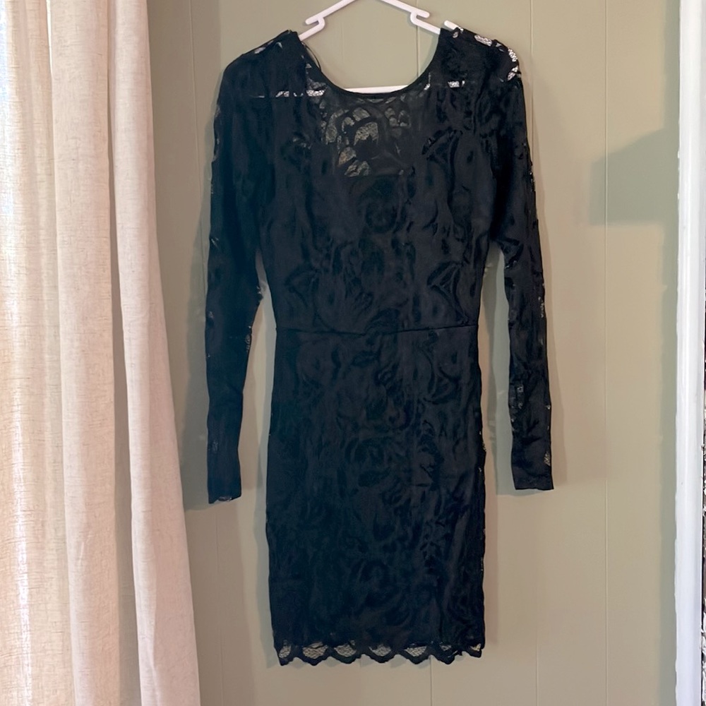 Black lace mini dress